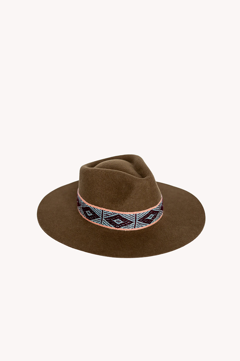 Chestnut Wool Blend Western Cowboy Brim Hat