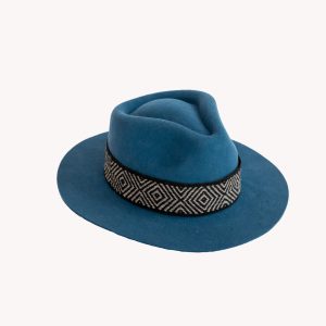 Denim Alpaca Wool Blend Short Brim Fedora Hat