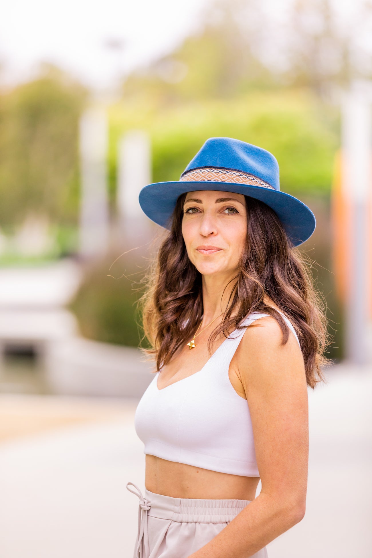 Denim Alpaca Wool Blend Short Brim Fedora Hat