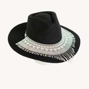 White Cascading Glass Bead Hat Necklace