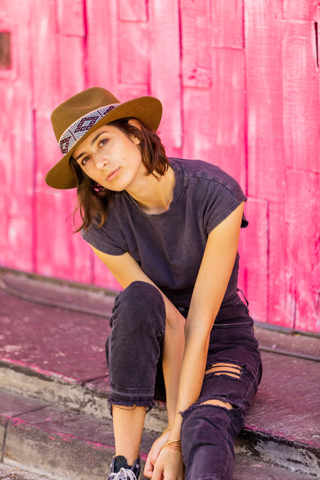 Chestnut Alpaca Wool Blend Short Brim Fedora Hat