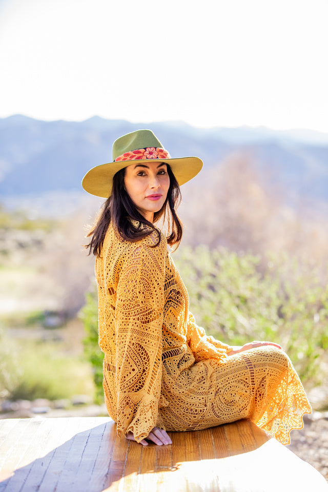 Meadow Green Alpaca Wool Blend Western Ranch Hat