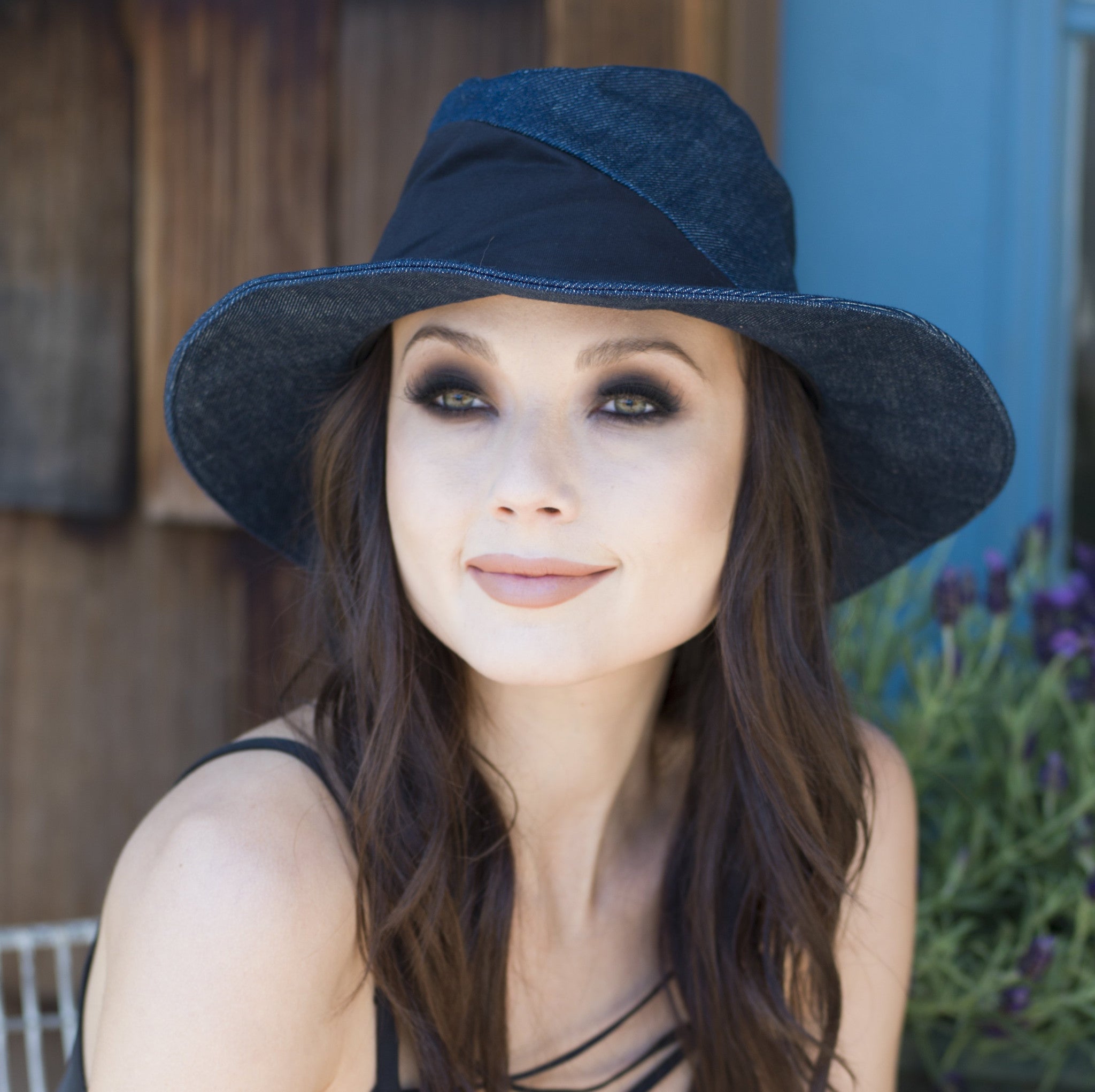 Denim Fedora Hat with Packable Brim