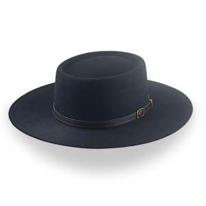 Polished Black Fur Felt Wide Brim Western Hat