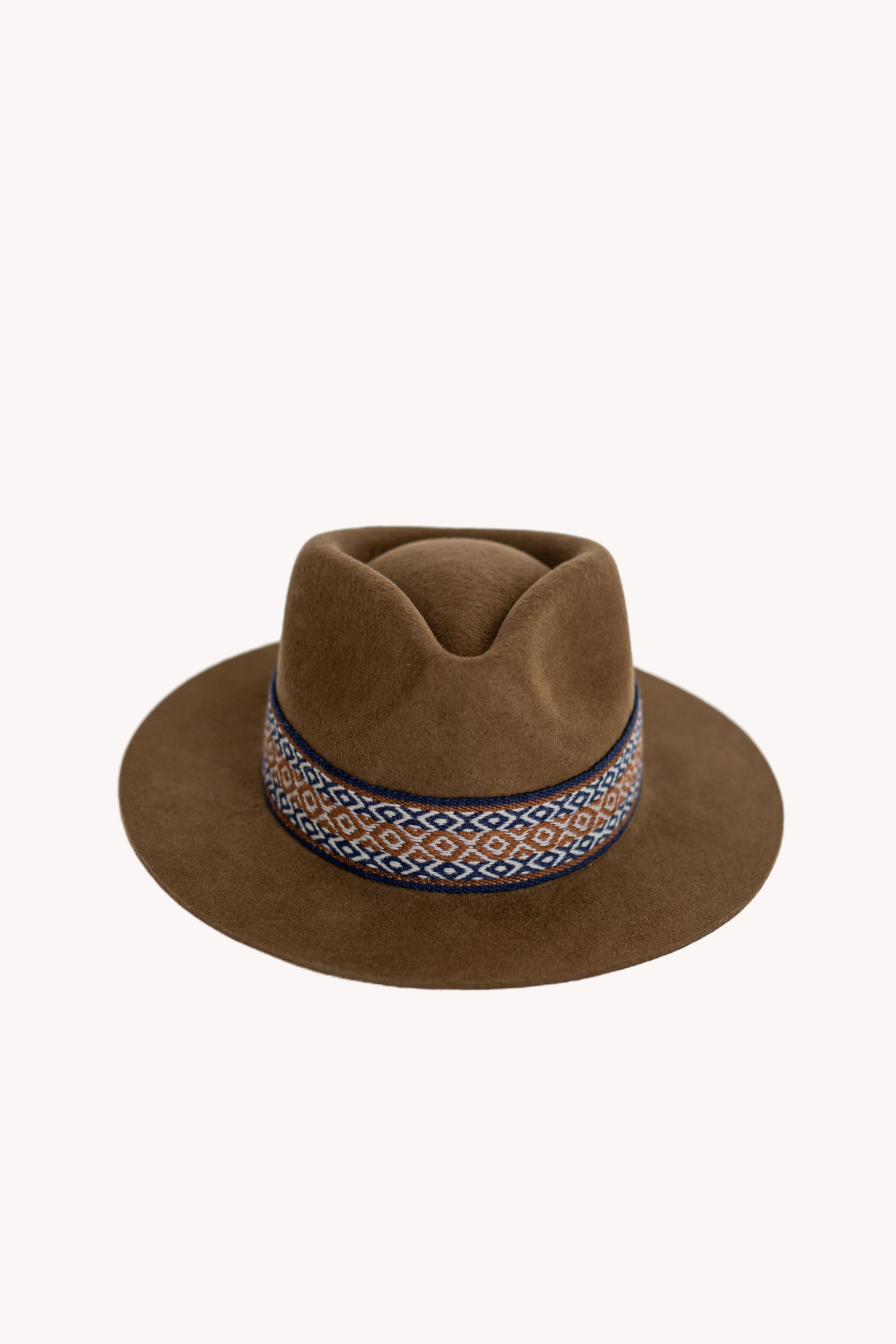 Chestnut Alpaca Wool Blend Short Brim Fedora Hat