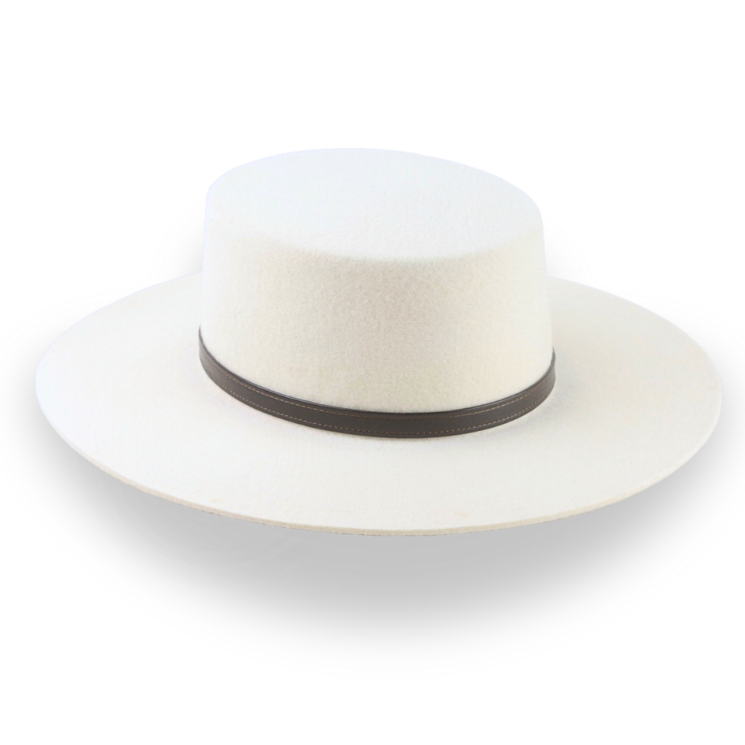 Heritage Ivory Wool Felt Flat Crown Western Hat - Image 6
