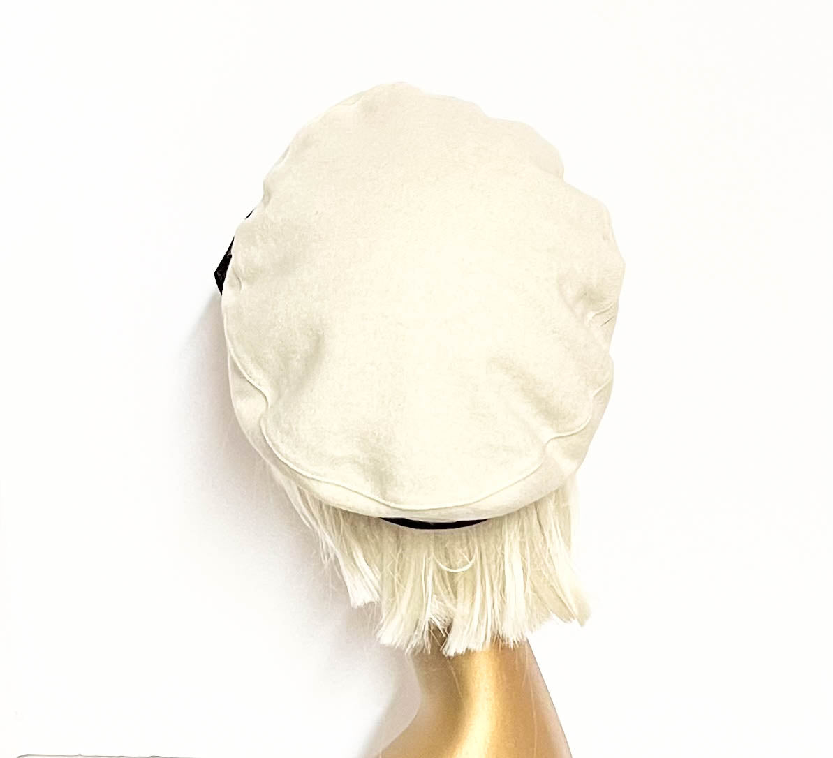 White Beret Bow with Satin Lining