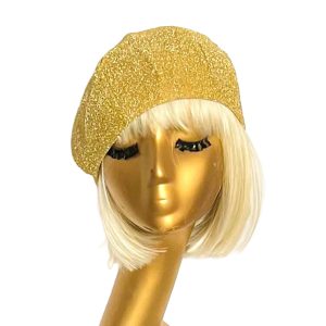 Gold Metallic Beret with Satin Lining
