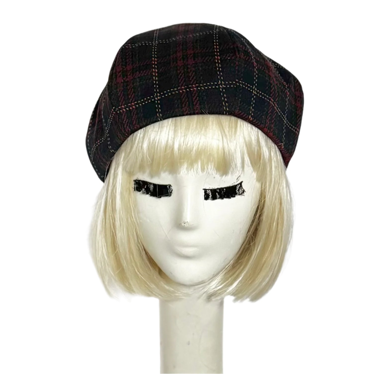Plaid Beret with Satin Lining