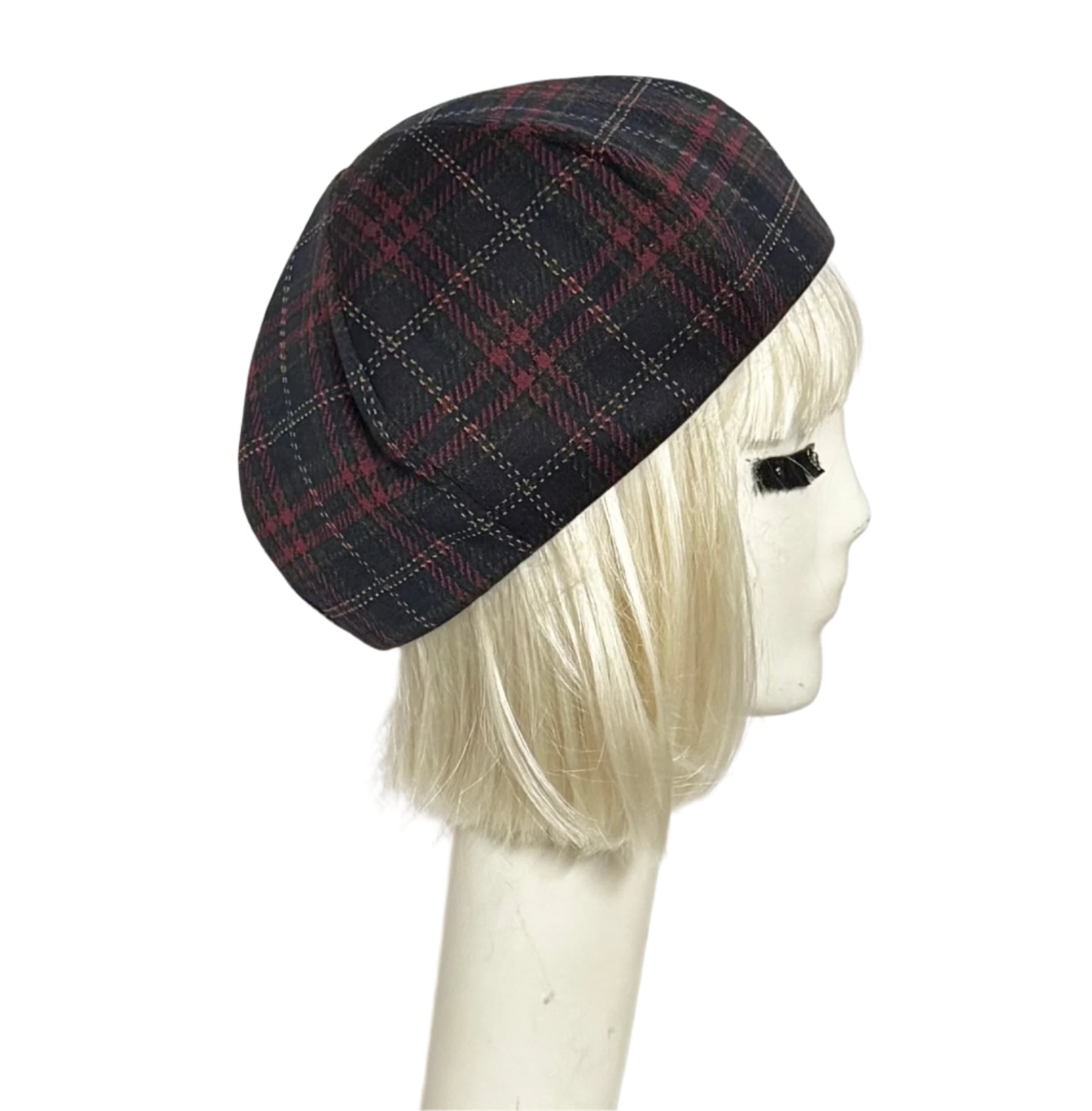 Plaid Beret with Satin Lining
