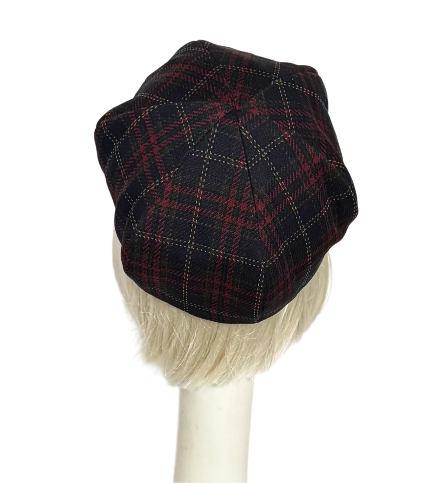 Plaid Beret with Satin Lining