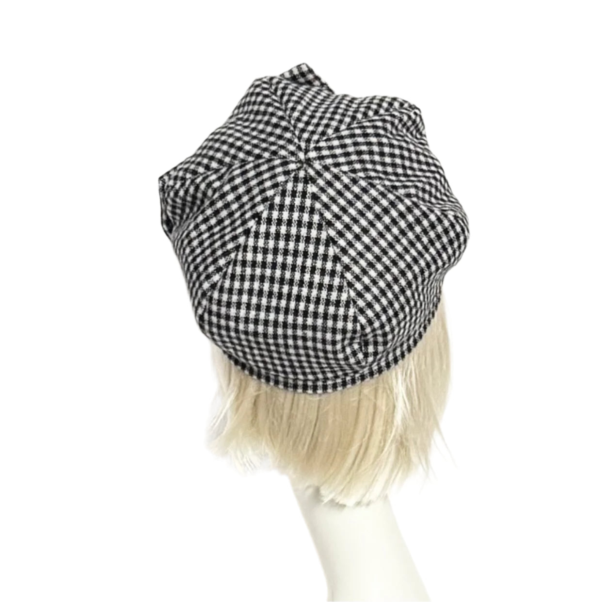 Checkered Beret Bow with Patterned Finish