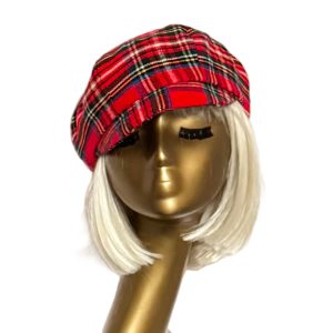 Red Tartan Plaid Newsboy Cap