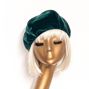 Emerald Velvet Beret with Satin Lining