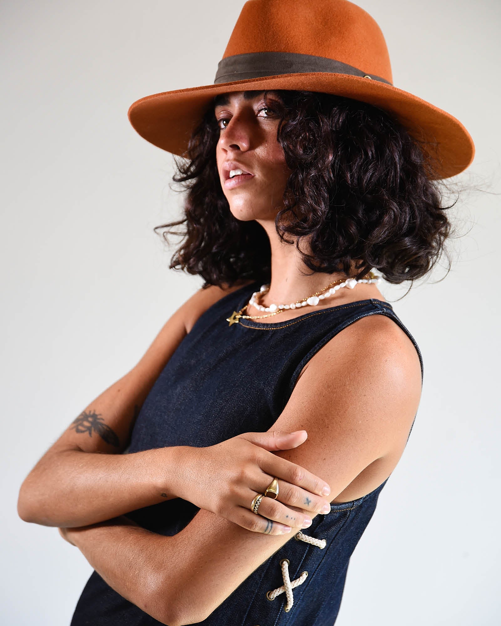 Casual Rust Orange Wide Brim Felt Hat - Image 5