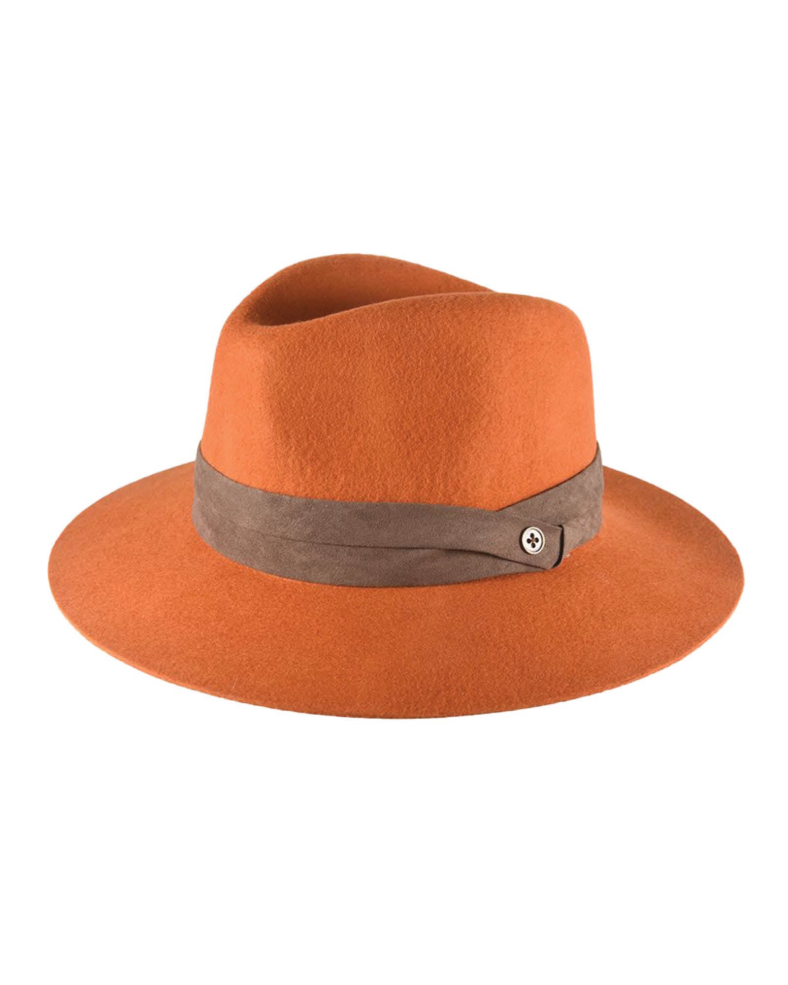 Casual Rust Orange Wide Brim Felt Hat