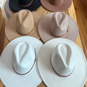 Vegan Felt Panama Hat: Wide Brim Fedora with Skinny Belt