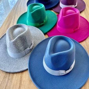 Vegan Felt Fedora Hat: Wide Brim Rancher Style, Adjustable Fit