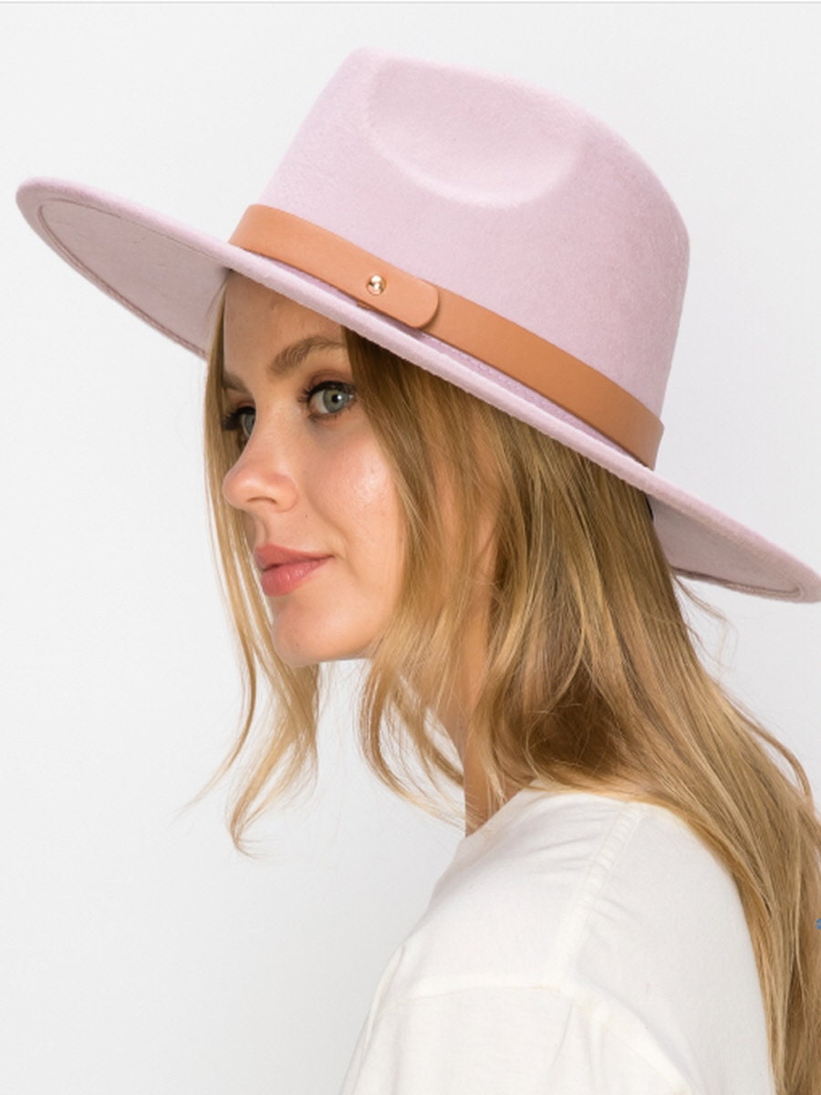 Vegan Felt Panama Hat: Wide Brim Fedora with Leather Belt - Image 4