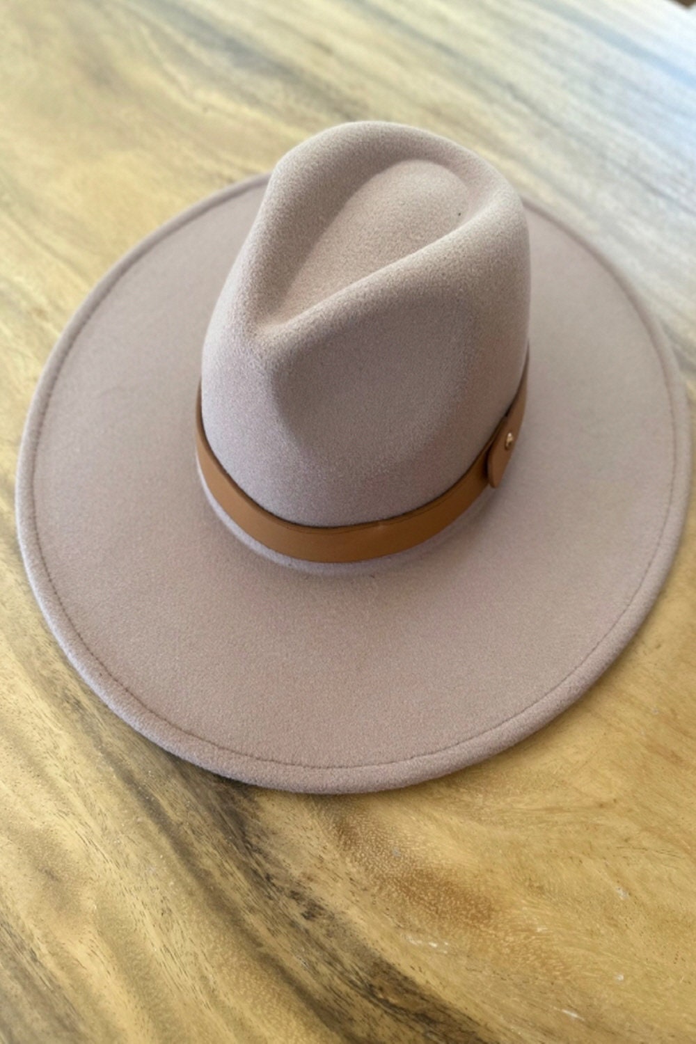 Vegan Felt Panama Hat: Wide Brim Fedora with Leather Belt - Image 8
