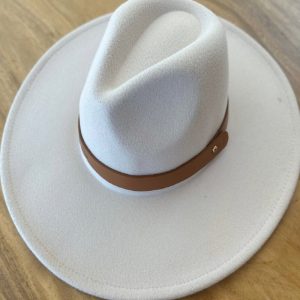 Vegan Felt Panama Hat: Wide Brim Fedora with Leather Belt