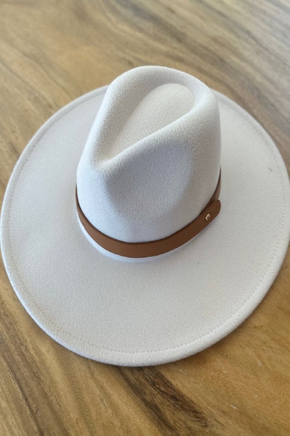 Vegan Felt Panama Hat: Wide Brim Fedora with Leather Belt