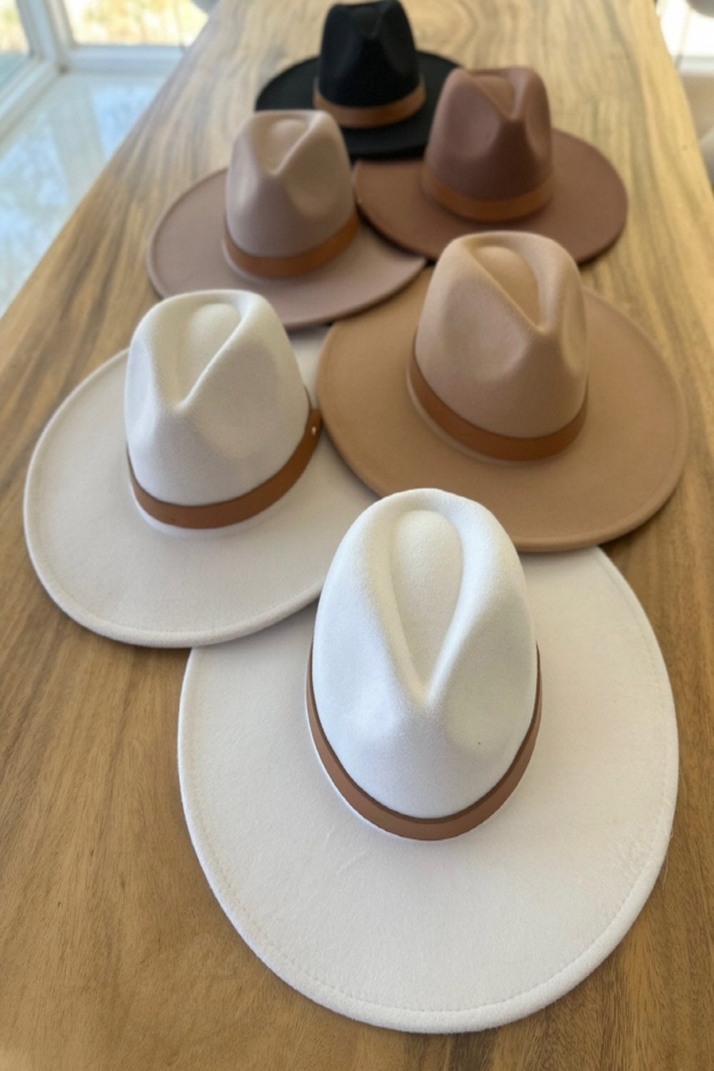 Vegan Felt Panama Hat: Wide Brim Fedora with Leather Belt - Image 2
