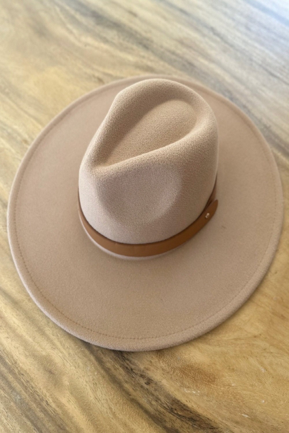 Vegan Felt Panama Hat: Wide Brim Fedora with Leather Belt - Image 9
