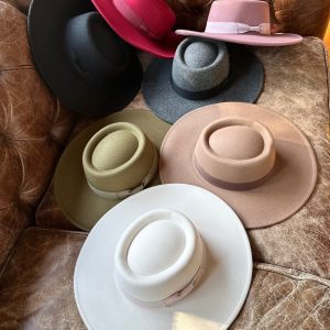 Vegan Felt Bolero Hat: Wide Brim Boater with Grosgrain Band
