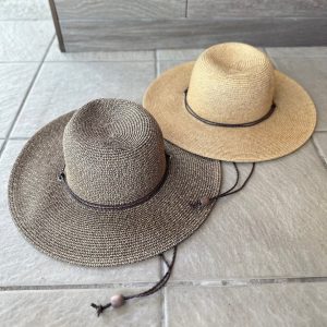 Wide Brim Straw Boater Hat: Structured Sun Hat with Chin Cord