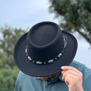 Wool Felt Gambler Hat: Wide Brim Cowboy Style, 100% Wool
