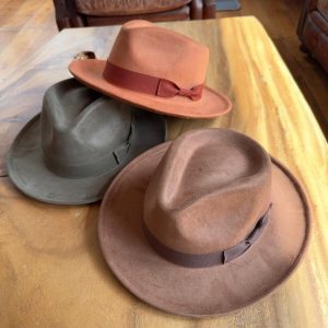 Vegan Suede Rancher Hat: Western Ribbon Trim Hat