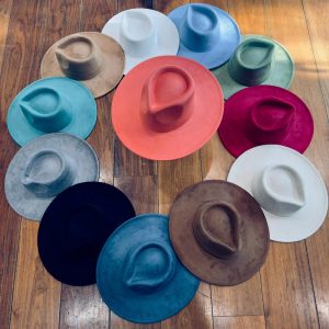 Vegan Suede Fedora Hat: Flat Brim Rancher Style