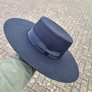 Black Wool Felt Bolero Hat: Wide Brim Gaucho, Spanish Bolero Style