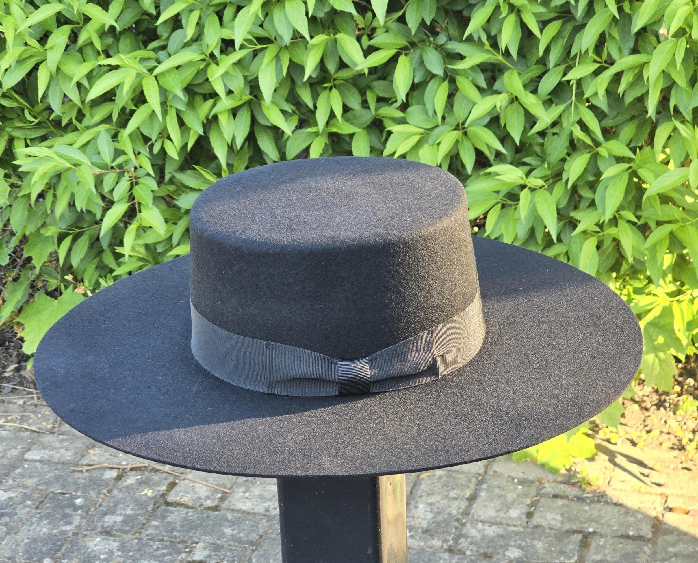 Wool Felt Boater Hat: Wide Brim Gaucho Hat, Spanish Bolero Style - Image 8