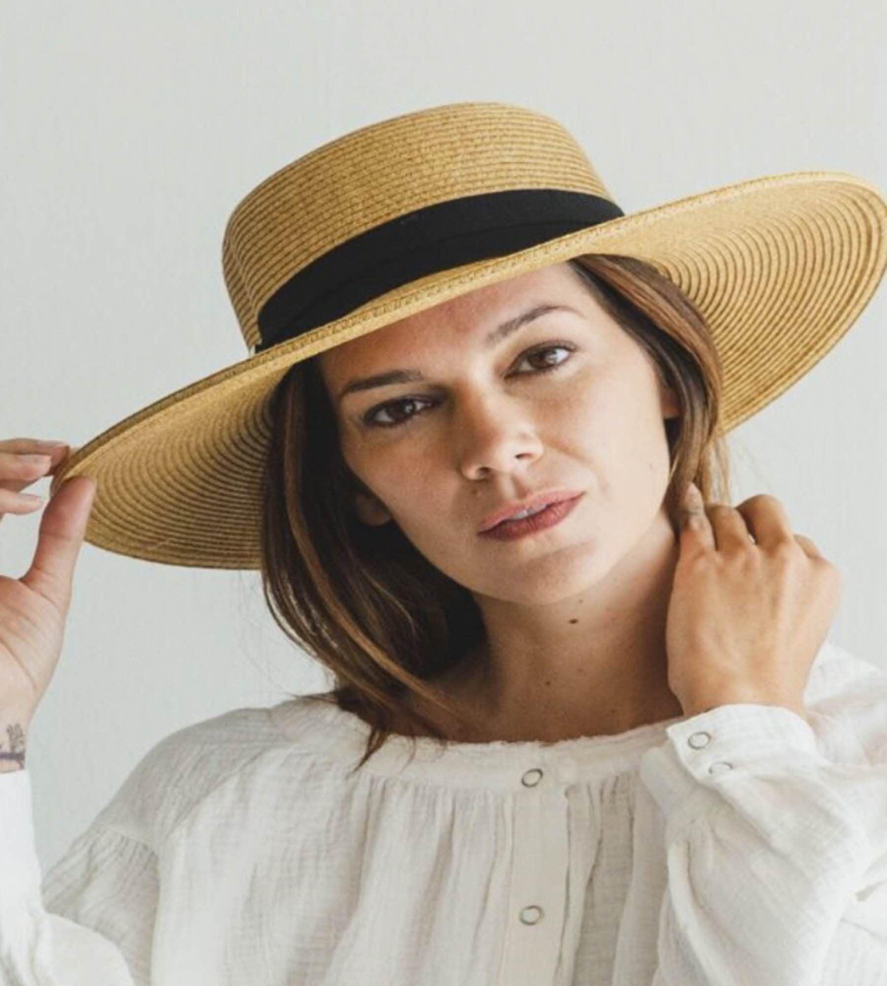 Wide Brim Straw Boater Hat: Structured Sun Hat - Image 4