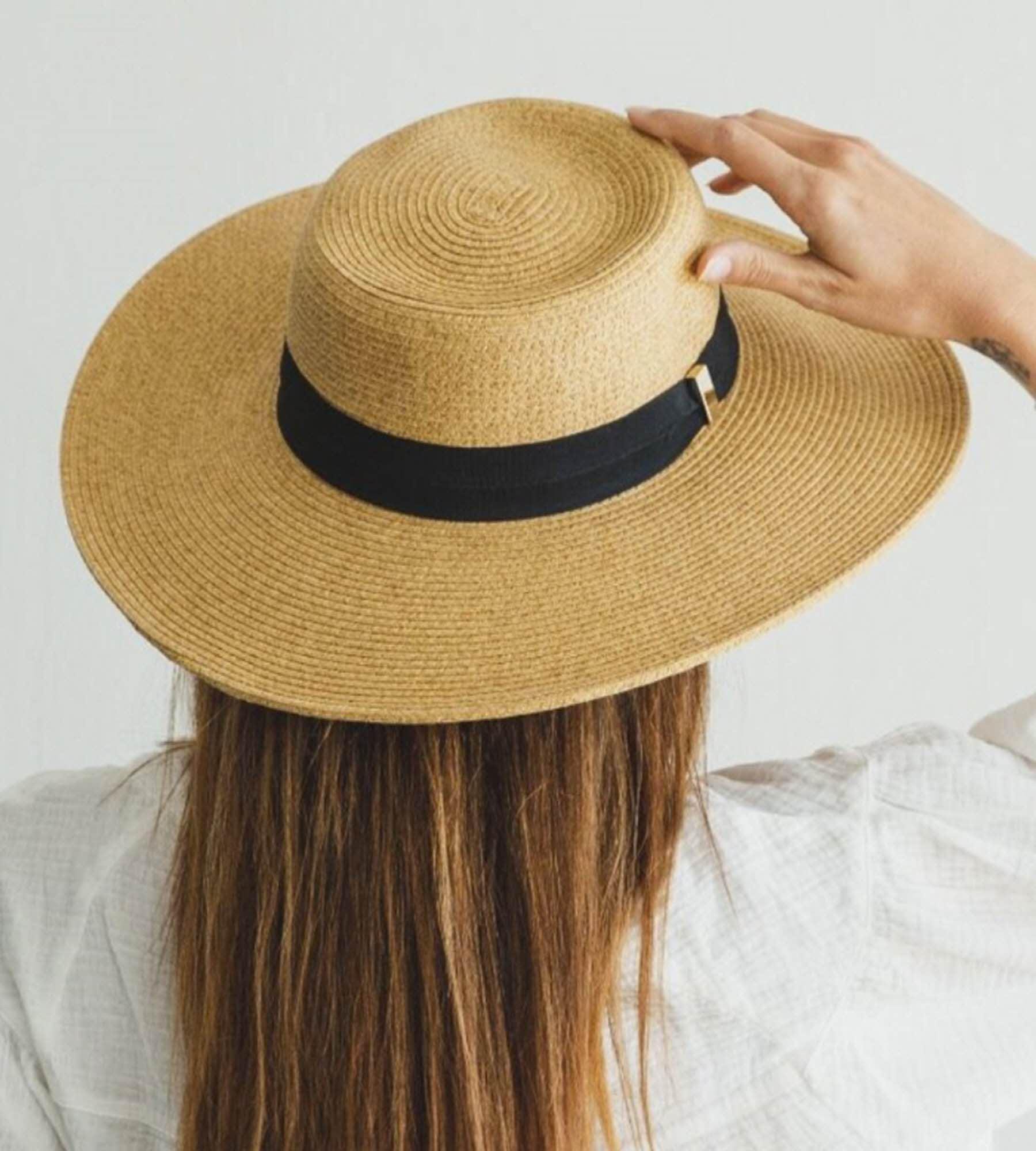 Wide Brim Straw Boater Hat: Structured Sun Hat - Image 6