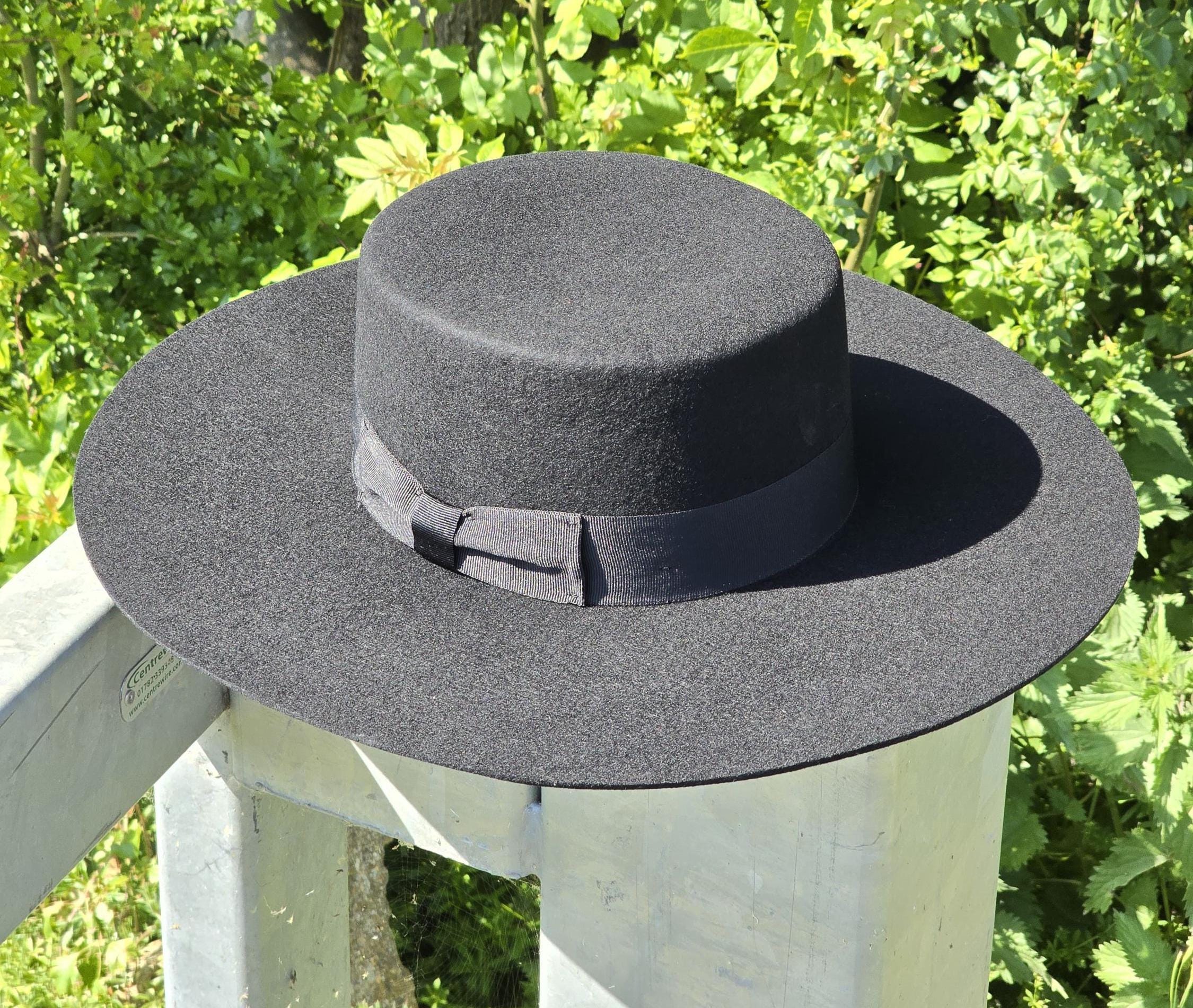 Wool Felt Boater Hat: Wide Brim Gaucho Hat, Spanish Bolero Style - Image 5