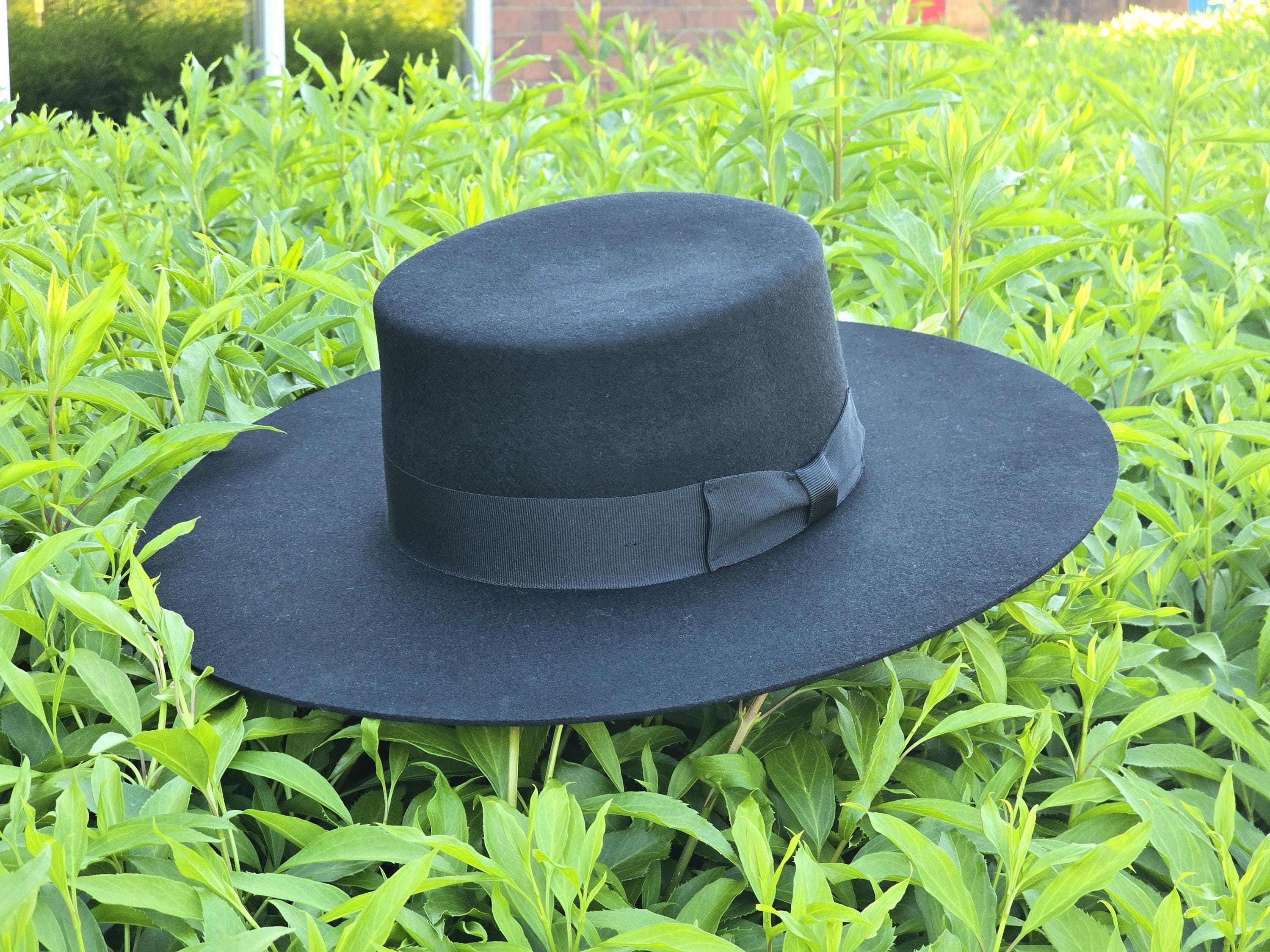 Wool Felt Boater Hat: Wide Brim Gaucho Hat, Spanish Bolero Style - Image 6