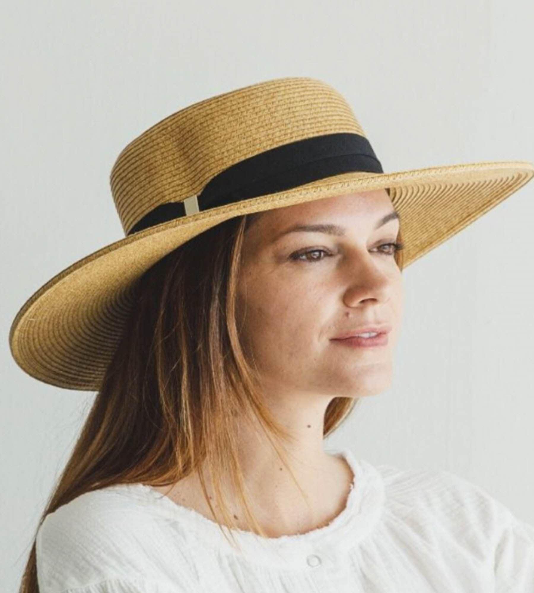 Wide Brim Straw Boater Hat: Structured Sun Hat - Image 3