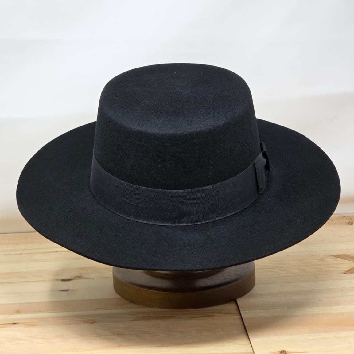 Wool Felt Bolero Hat: Wide Brim Western Style, Classic Boater Shape, 100% Wool - Image 4