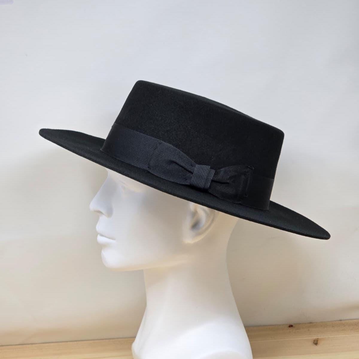 Wool Felt Bolero Hat: Wide Brim Western Style, Classic Boater Shape, 100% Wool - Image 5