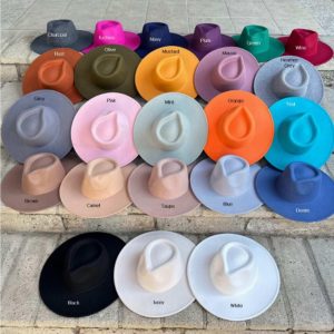 Faux Felt Fedora Hat | Structured Flat Brim Fashion, Adjustable Fit (57cm)