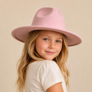Kids Faux Felt Rancher Hat | Flat Brim | Adjustable Fit