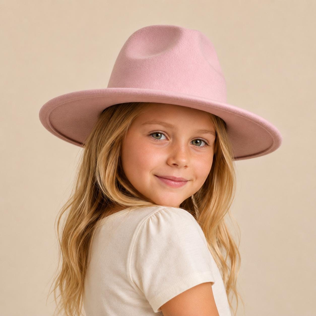 Kids Faux Felt Rancher Hat | Flat Brim | Adjustable Fit