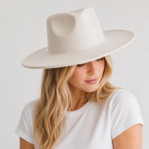 Vegan Felt Rancher Hat with Flat Brim