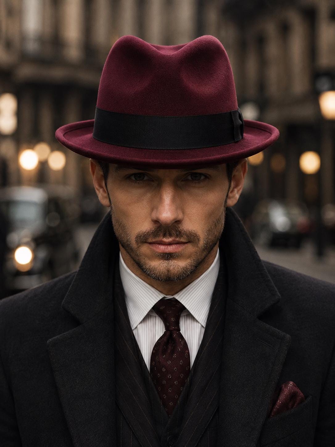 Wool Felt Fedora Hat: Pinched Crown with Grosgrain Ribbon Band - Image 3