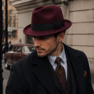Wool Felt Fedora Hat: Pinched Crown with Grosgrain Ribbon Band