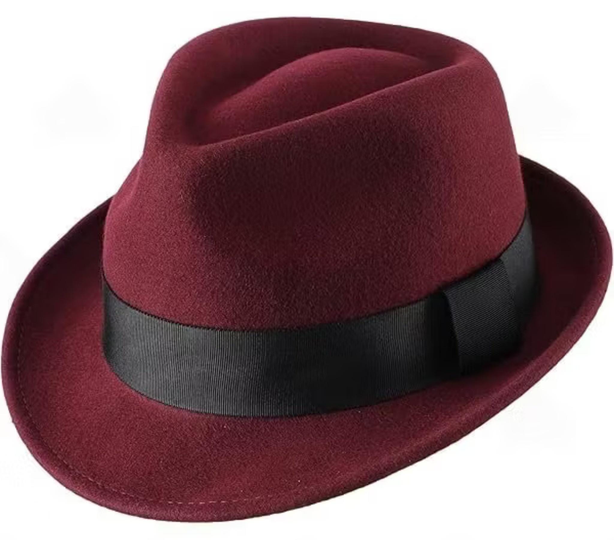 Wool Felt Fedora Hat: Pinched Crown with Grosgrain Ribbon Band - Image 19