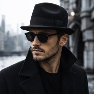 Wool Felt Fedora Hat: Wide Brim with Grosgrain Ribbon Band